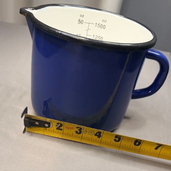 Blue Enamel Pitcher - Picture 6 of 8